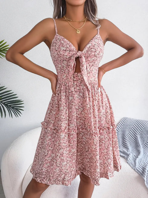 'Elowen' Floral Spaghetti Strap Mini Dress - Celes Fashion